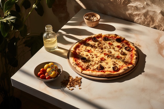 Photo gratuite délicieuse pizza à l'intérieur