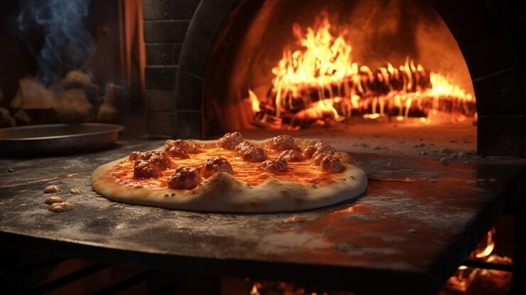 Photo gratuit une délicieuse pizza près du four.
