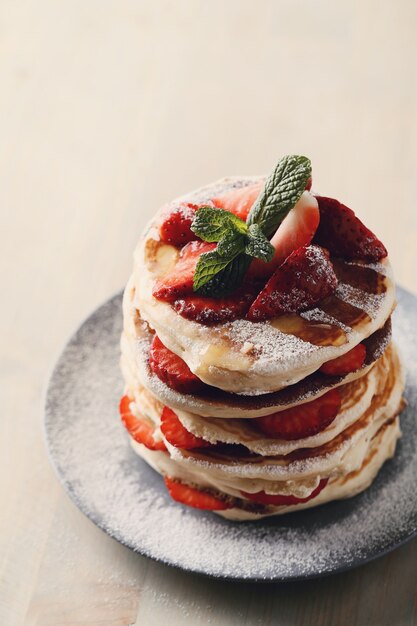 Délicieuses crêpes aux fraises