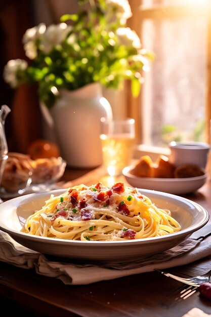 Délicieuses pâtes sur assiette