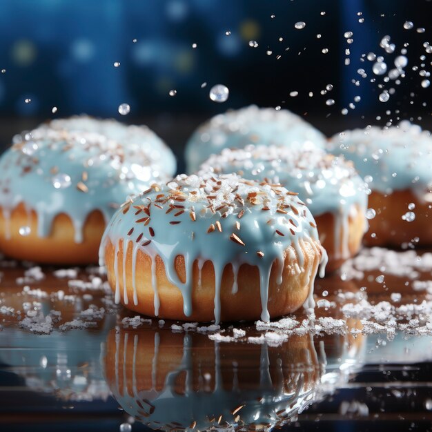 Délicieux arrangement de beignets glacés