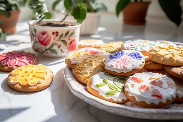 Photo gratuite délicieux arrangement de biscuits décorés