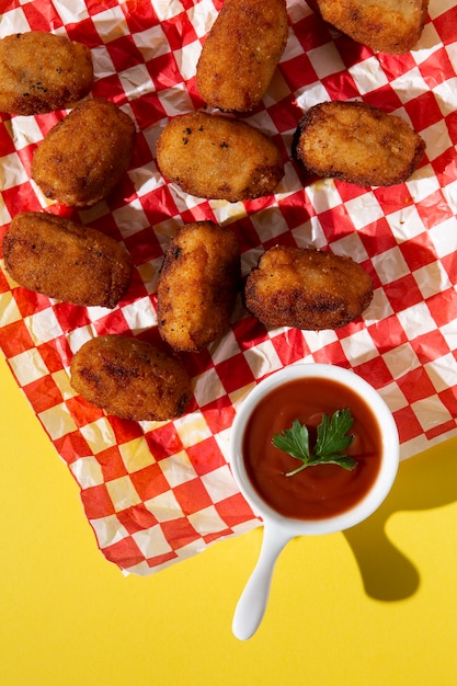 Photo gratuite délicieux arrangement de croquettes frites