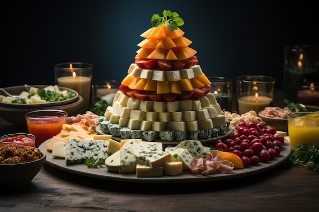 Un délicieux arrangement de finger food de Noël