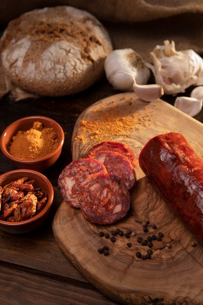 Délicieux assortiment de chorizo traditionnel