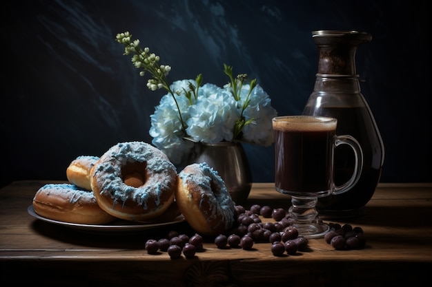 Photo gratuite délicieux beignets avec arrangement de garniture