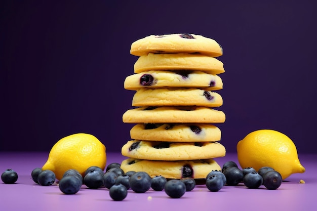 Photo gratuite délicieux biscuits aux myrtilles et citrons