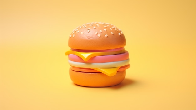 Photo gratuite délicieux burger 3d avec un fond simple