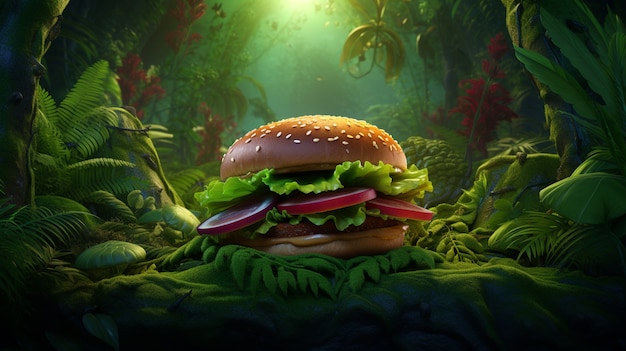 Délicieux burger dans la nature