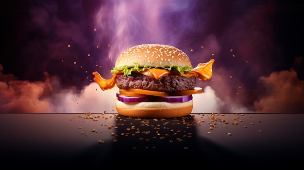 Photo gratuite délicieux burger en studio