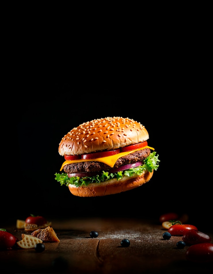 Photo gratuit un délicieux burger en studio.