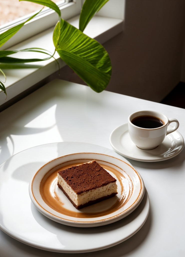 Photo gratuit un délicieux café et un tiramisu.