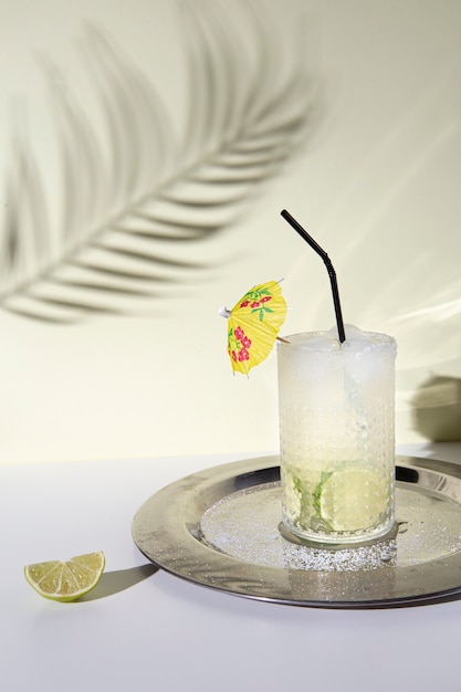 Photo gratuite délicieux cocktail de caipirinha avec de la paille
