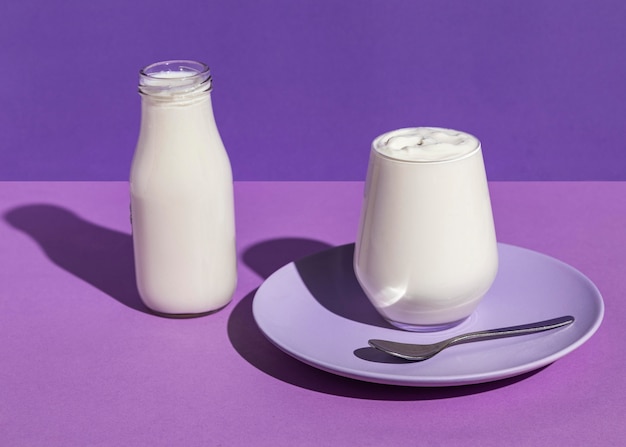 Délicieux concept de yaourt sur assiette