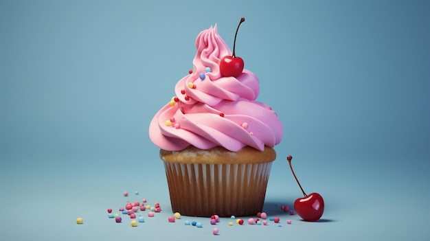 Délicieux cupcake aux cerises