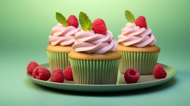 Photo gratuite délicieux cupcakes aux framboises