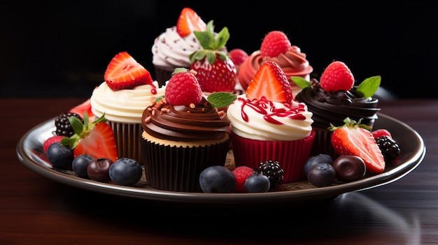 Photo gratuite délicieux cupcakes aux fruits