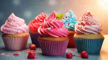 Photo gratuite délicieux cupcakes avec glaçage coloré