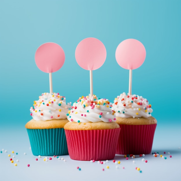 Photo gratuite délicieux cupcakes avec des pépites de bonbons