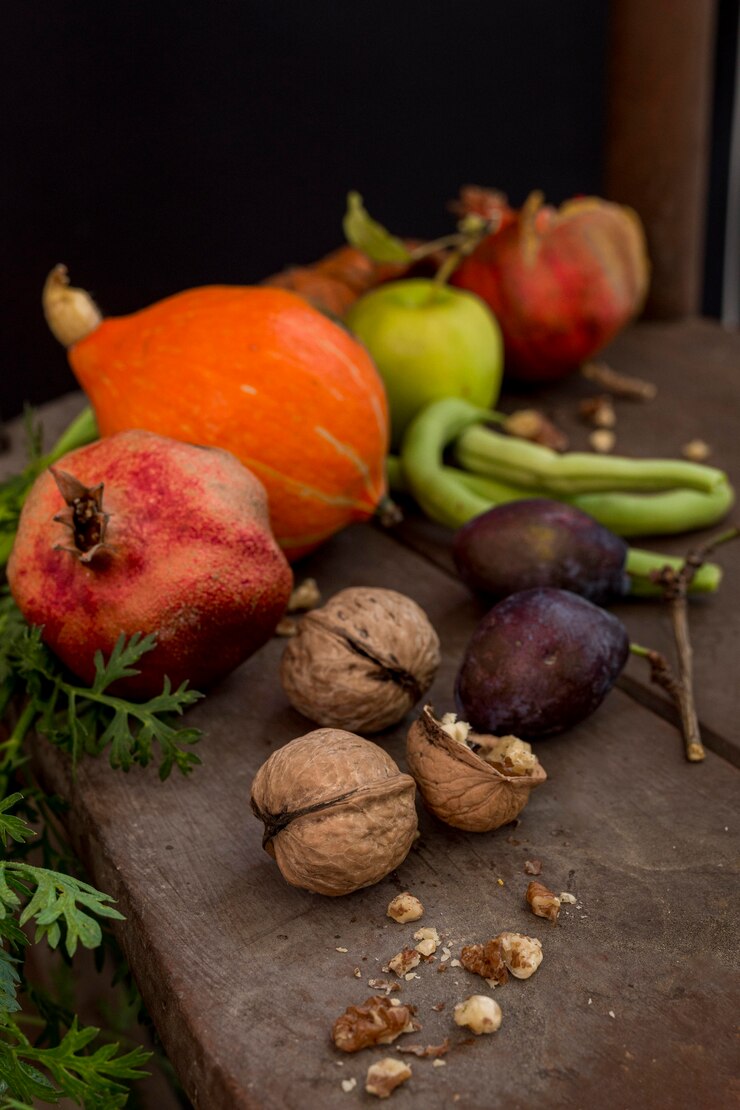 Photo gratuit délicieux fruits et légumes d'automne