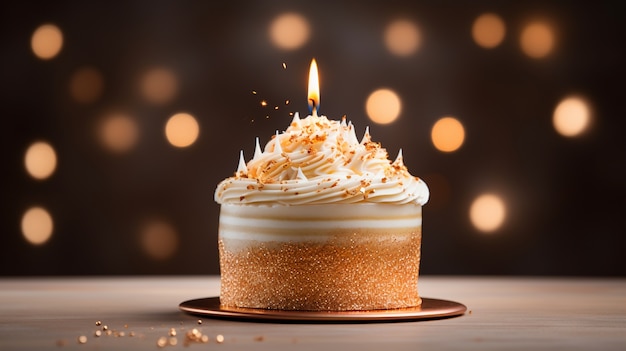 Photo gratuite délicieux gâteau d'anniversaire avec bougie