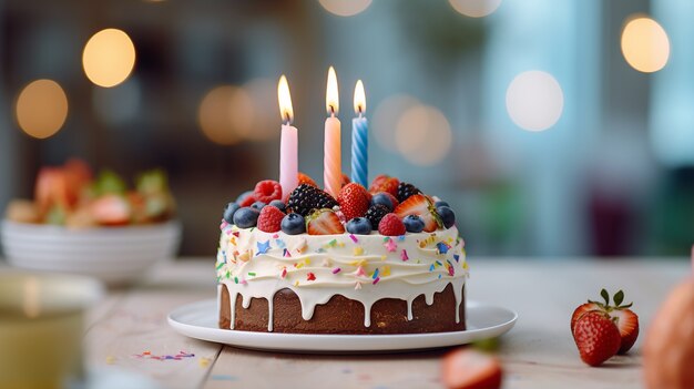 Délicieux gâteau d'anniversaire avec bougies