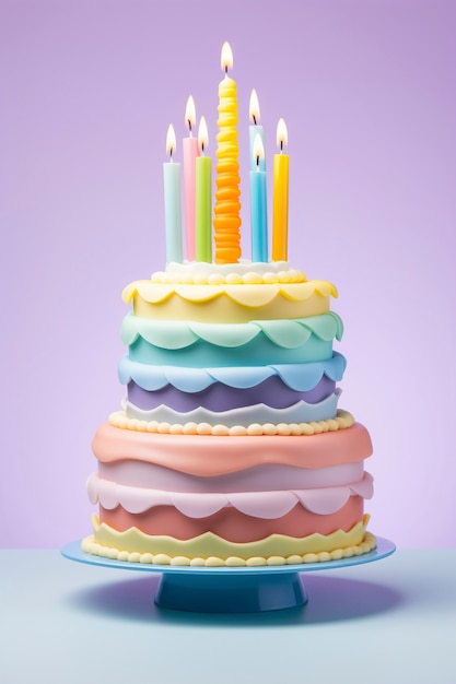 Photo gratuite un délicieux gâteau d'anniversaire avec des bougies.