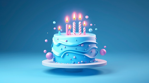 Photo gratuite un délicieux gâteau d'anniversaire sur fond bleu.