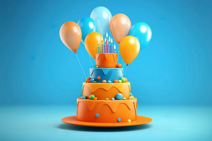 Photo gratuit un délicieux gâteau d'anniversaire sur fond bleu.