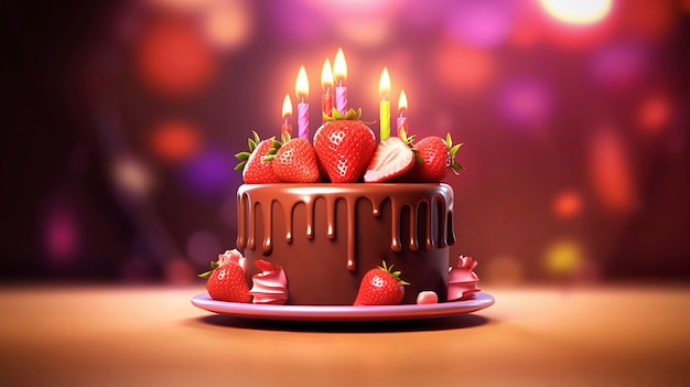 Délicieux gâteau d'anniversaire sur fond rouge