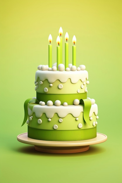 Photo gratuite délicieux gâteau d'anniversaire avec un fond vert