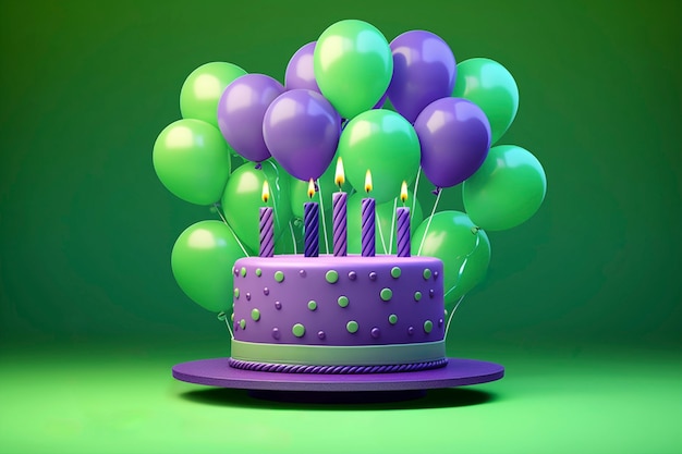 Photo gratuite délicieux gâteau d'anniversaire avec un fond vert