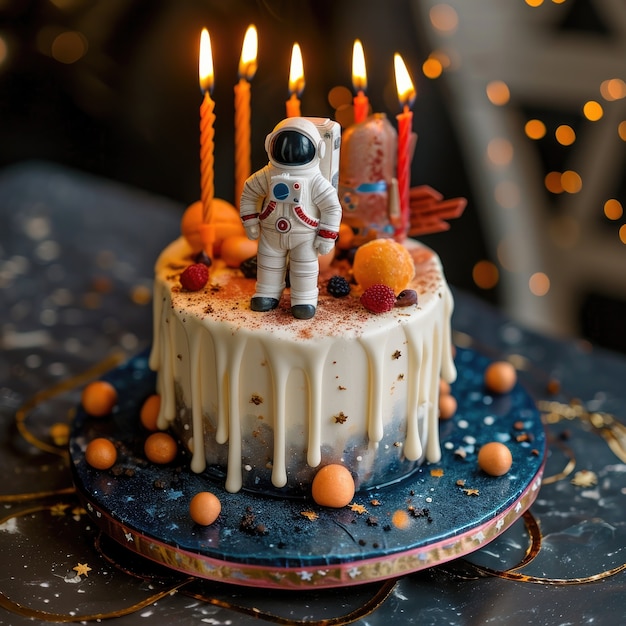 Photo gratuite un délicieux gâteau d'astronaute en 3d.