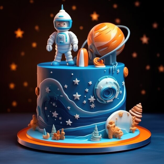 Photo gratuite un délicieux gâteau d'astronaute en 3d.