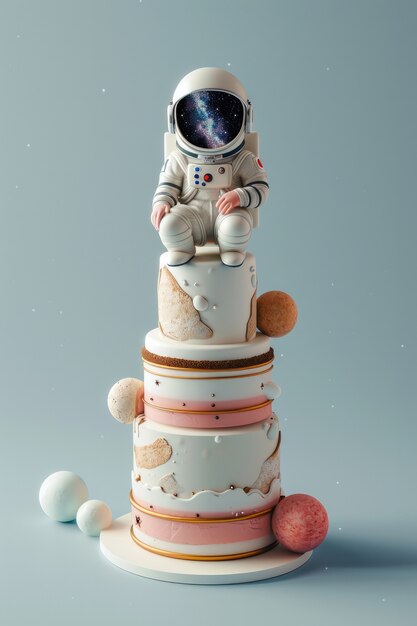 Photo gratuite un délicieux gâteau d'astronaute en 3d.