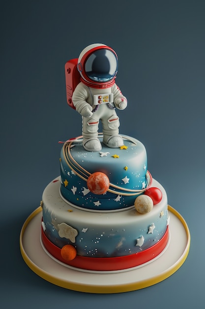 Photo gratuite un délicieux gâteau d'astronaute en 3d.