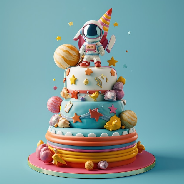Un délicieux gâteau d'astronaute en 3D.
