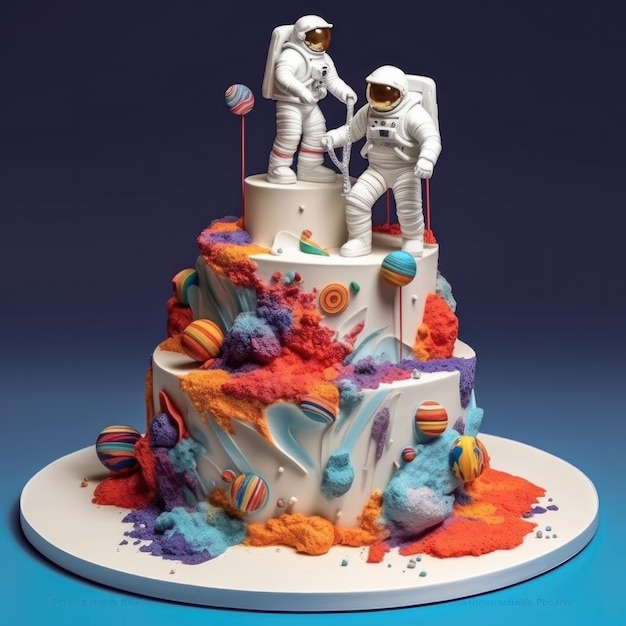 Photo gratuite un délicieux gâteau d'astronaute en 3d.