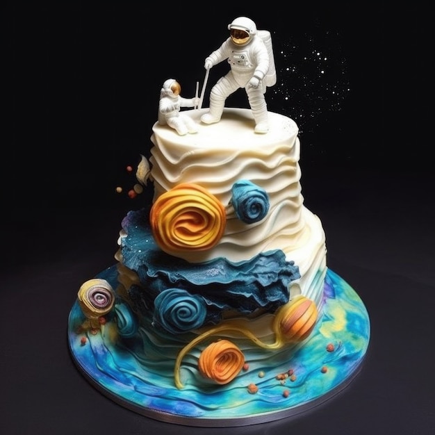 Photo gratuite un délicieux gâteau d'astronaute en 3d.