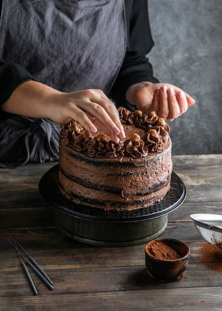 Photo gratuite délicieux gâteau au chocolat