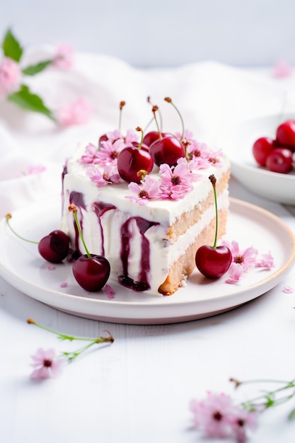 Photo gratuite délicieux gâteau aux cerises