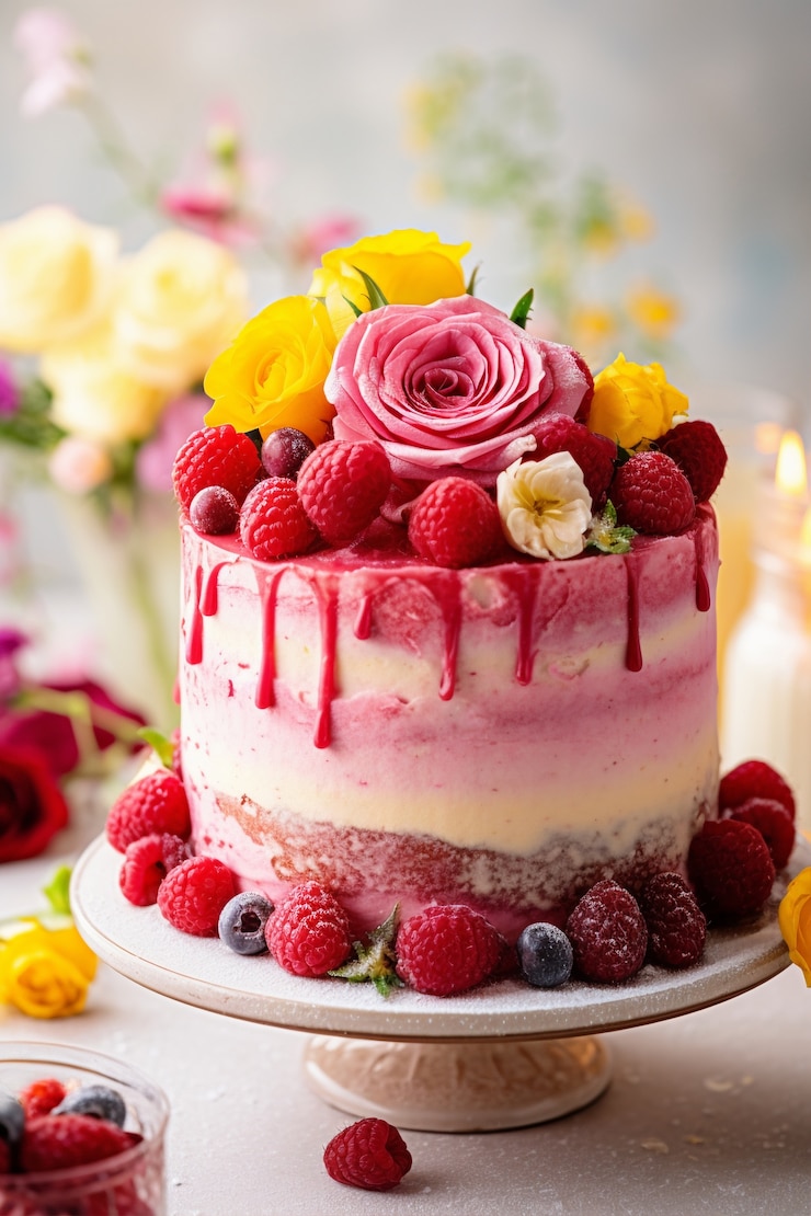 Photo gratuit délicieux gâteau aux framboises