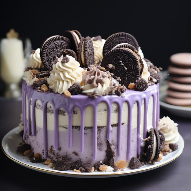 Un délicieux gâteau avec des biscuits.