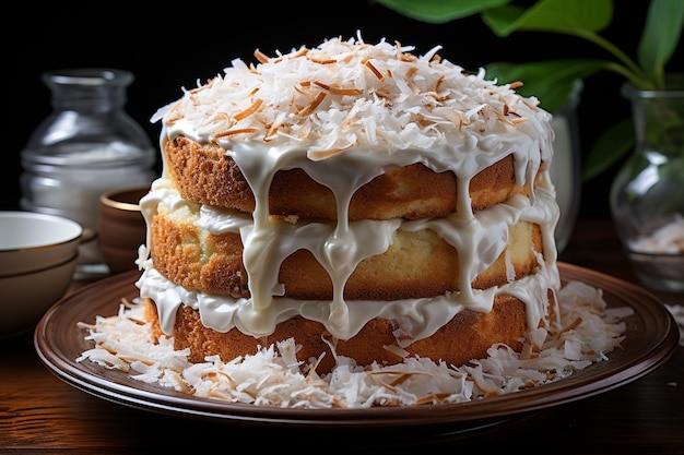 Un délicieux gâteau avec des fruits.