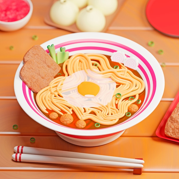 Délicieux ramen avec arrangement de baguettes