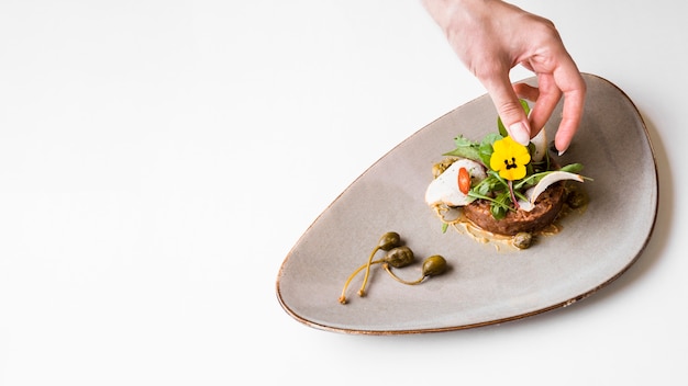 Photo gratuite délicieux repas gastronomique bouchent