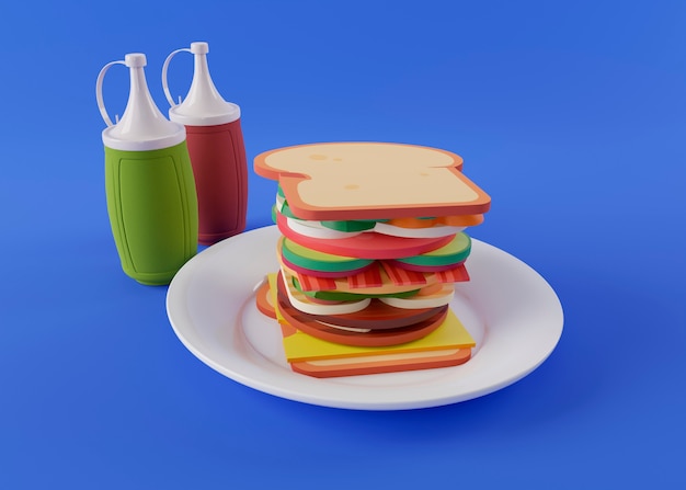 Délicieux sandwich de style dessin animé