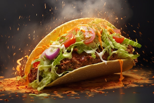 Photo gratuite un délicieux taco en studio.