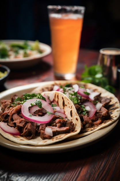 Photo gratuite délicieux tacos sur assiette