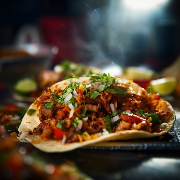 Délicieux tacos sur table